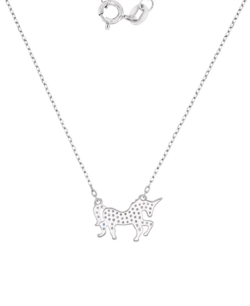 Multicolor Cubic Zirconia Unicorn Pendant Necklace in 14k Gold-Plated Sterling Silver 18"