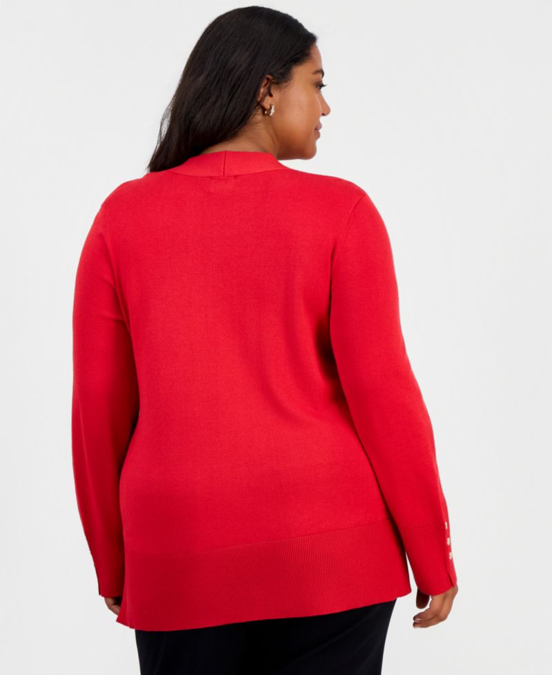Plus Size High-Low Hem V-neck Sweater