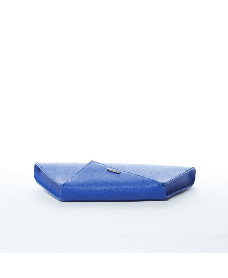 Saffiano Leather Clutch Bag Evening Purse Crossbody Cobalt Blue Unique Women's Handbag