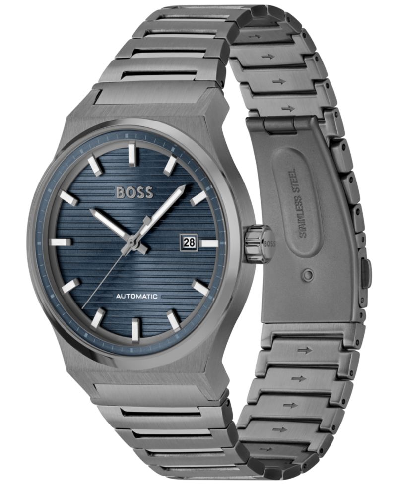 Men's Candor Auto Automatic Ionic Plated Gray Steel Watch 41mm