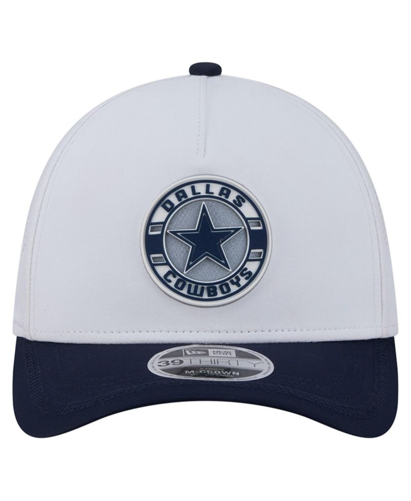 Men's White/Navy Dallas Cowboys Patch 39THIRTY A-Frame M-Crown Perforated Flex Hat