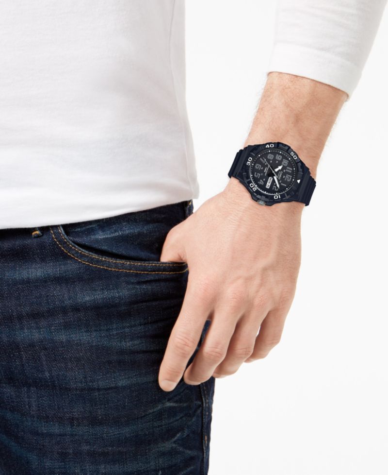 Men's Black Resin Strap Watch 50mm