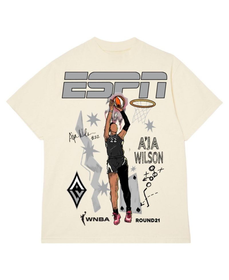 Men's and Women's A'ja Wilson Cream Las Vegas Aces ESPN Player Graphic T-Shirt