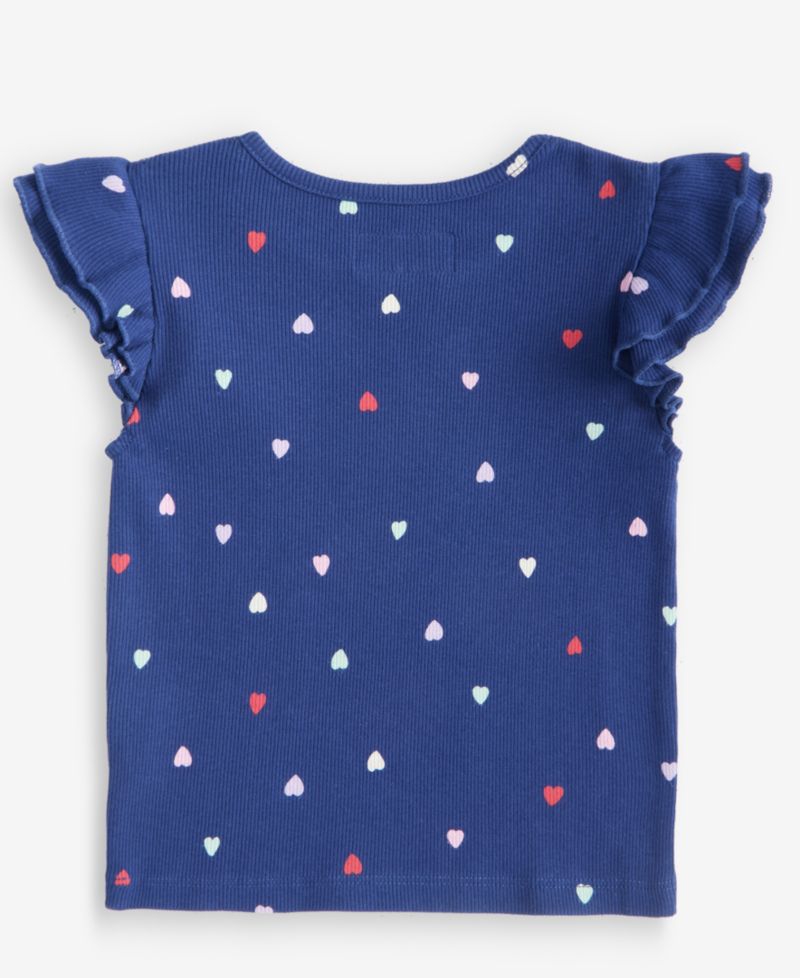Toddler Girls' 12M-5T Hearts-Print Double-Flutter T-Shirt