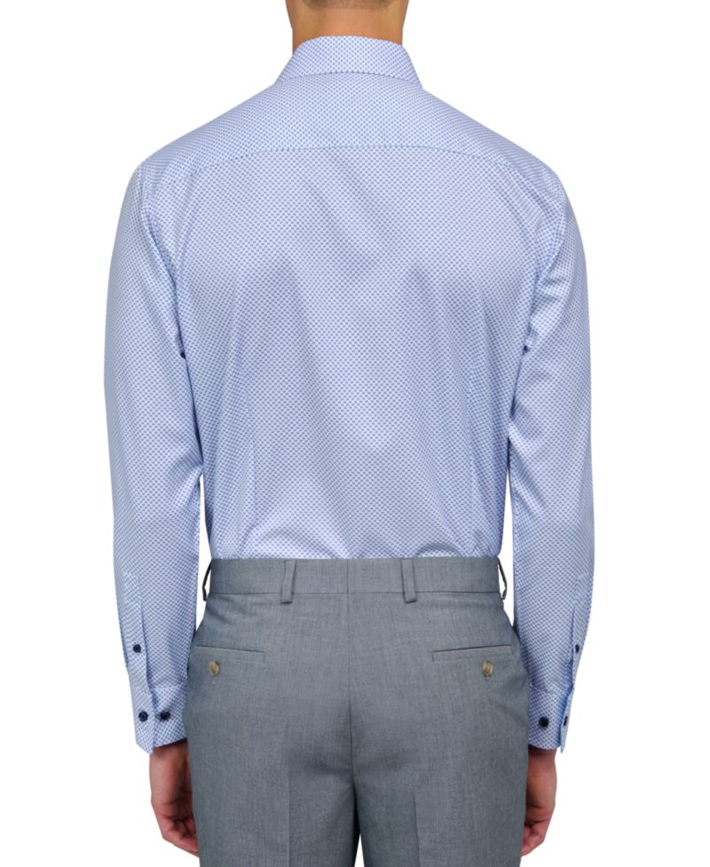 Men's Recycled Slim Fit Zig Zag Performance Stretch Cooling Comfort Dress Shirt