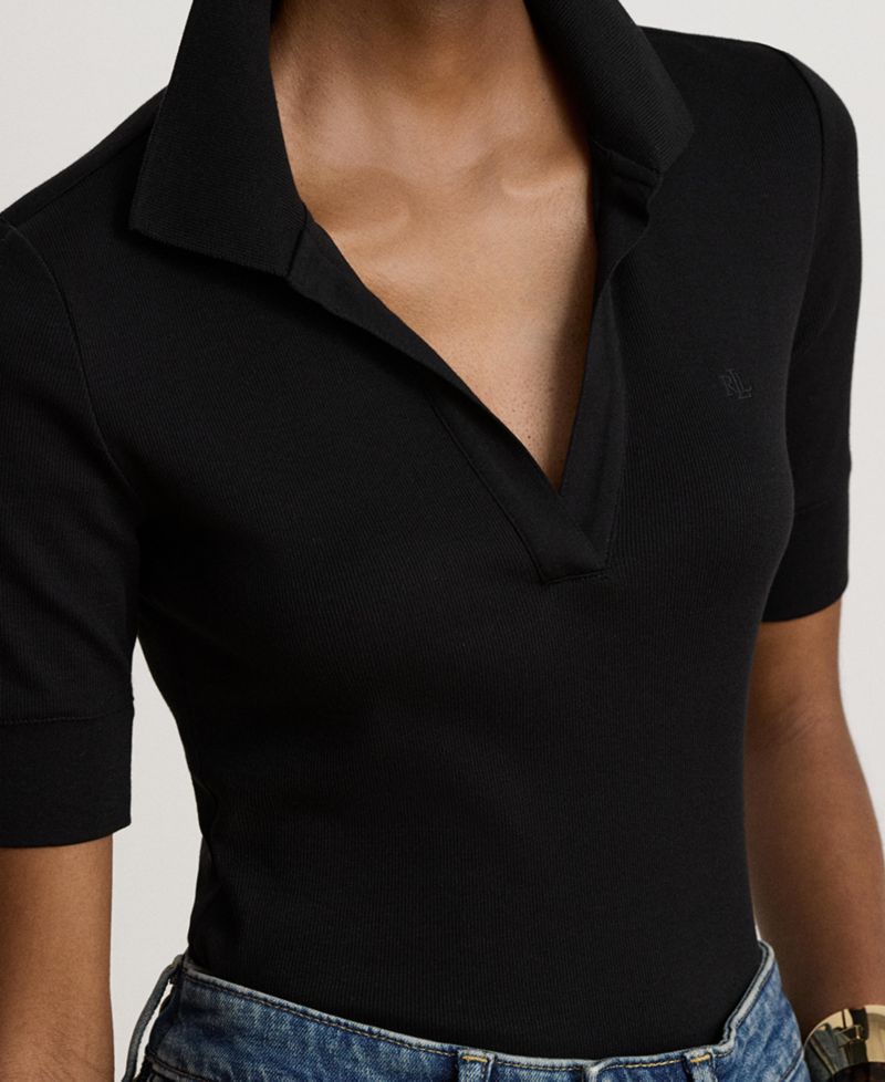 Women's Jersey Short-Sleeve Collared Top