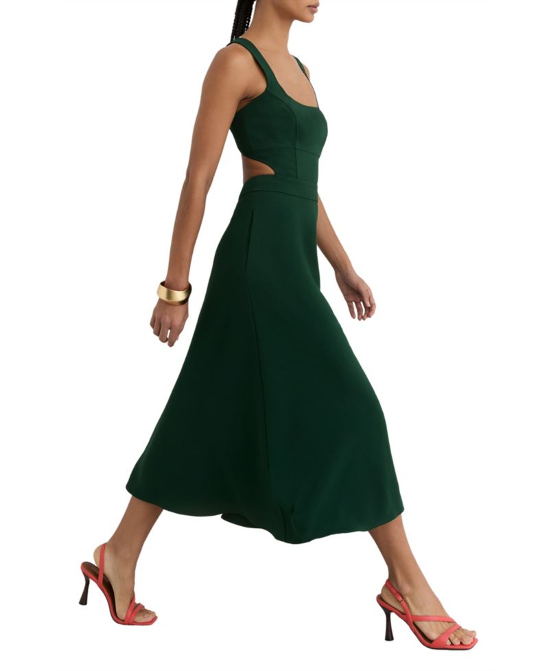 Women's Dina Waisted Cut-Out Twill Midi Dress