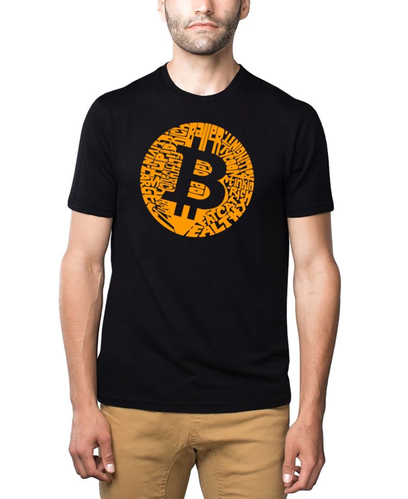 Men's Cotton/Poly Blend Word Art T-shirt - Bitcoin