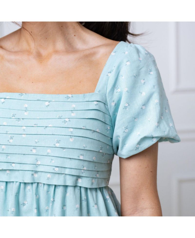 Women's Hope and Henry Ruched Linen Bubble Sleeve Dress