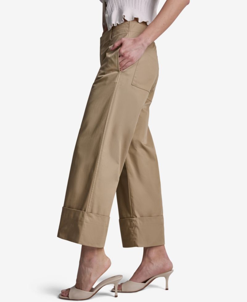 Women's Cuffed Wide-Leg Cropped Pants