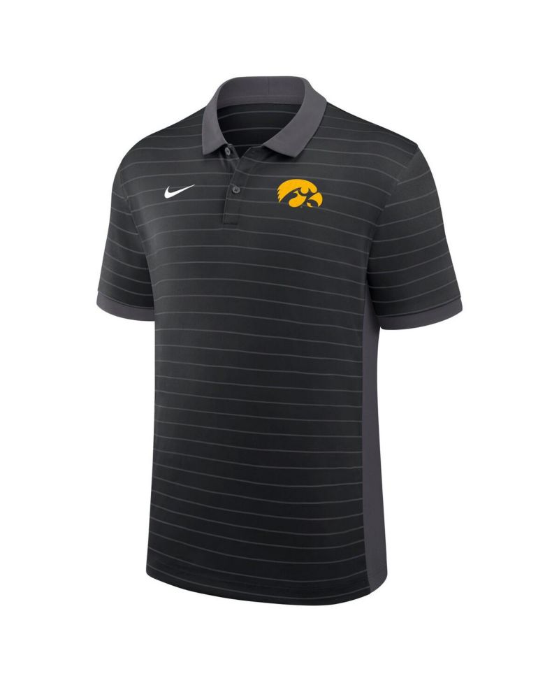 Men's Black Iowa Hawkeyes 2025 Early Season Coaches Sideline Victory Stripe Performance Polo Shirt