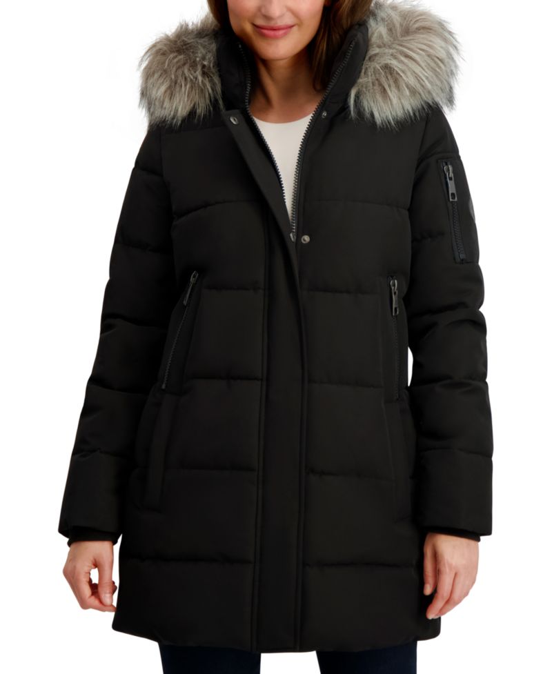 Women's Faux-Fur-Trim Hooded Puffer Coat