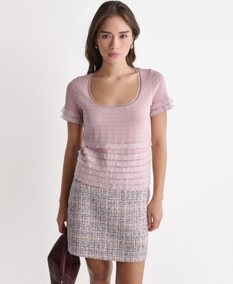 Women's Metallic Accent Tweed Mini Skirt