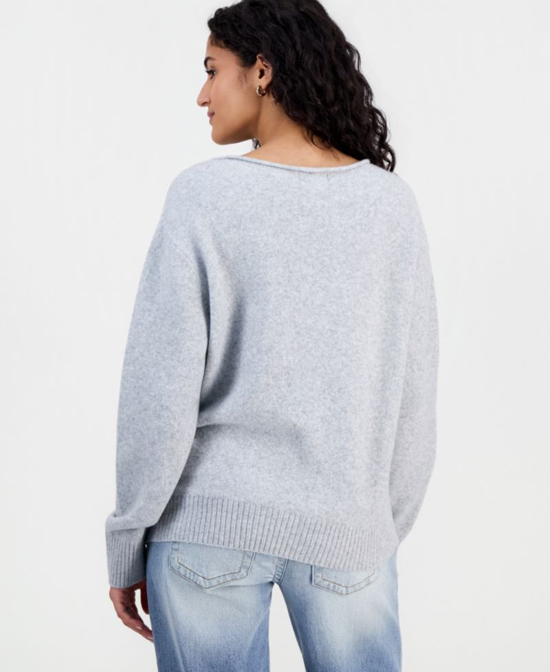 Juniors' Sequin Star Slouchy Sweater