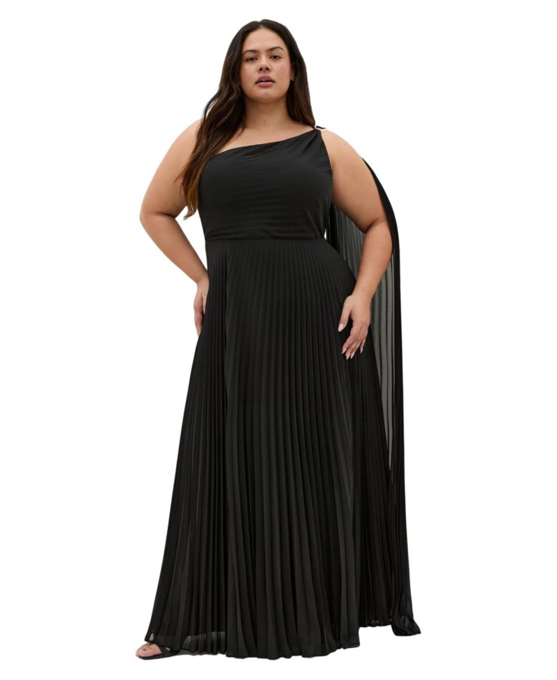 Plus Size Eloura One Shoulder Pleat Maxi Dress
