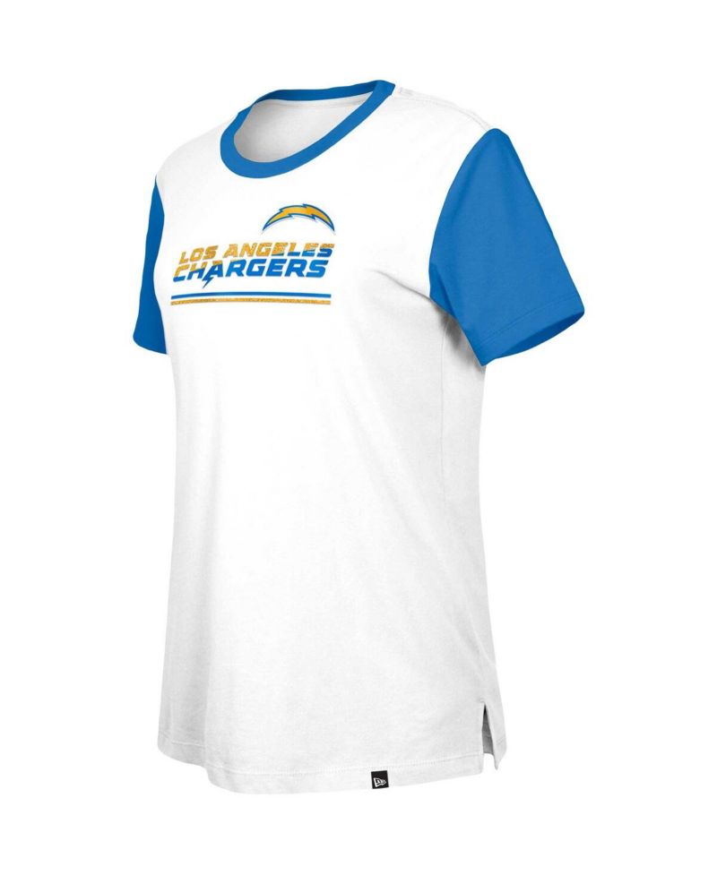 Women's White/Blue Los Angeles Chargers Third Down Colorblock T-Shirt