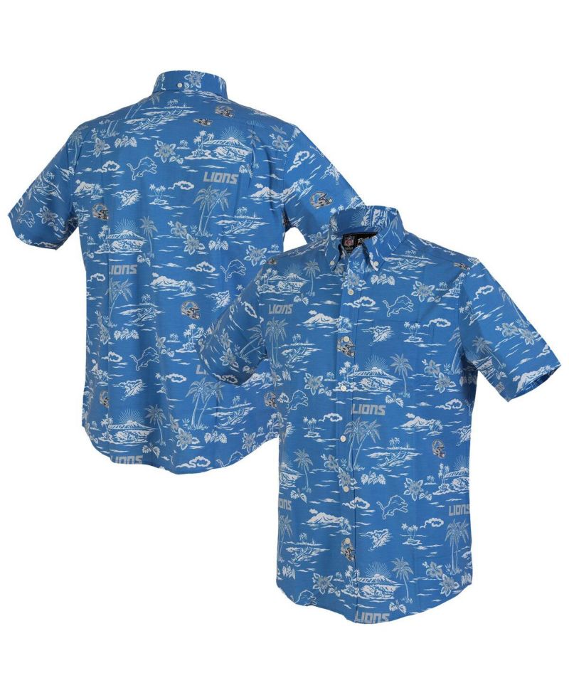 Men's Blue Detroit Lions Kekai Performance Button-Down Shirt