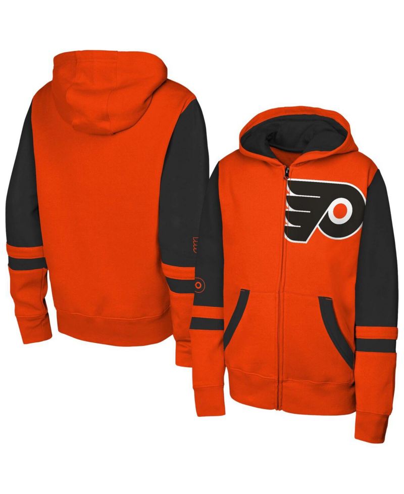 Big Boys and Girls Orange Philadelphia Flyers Face Off Full-Zip Hoodie