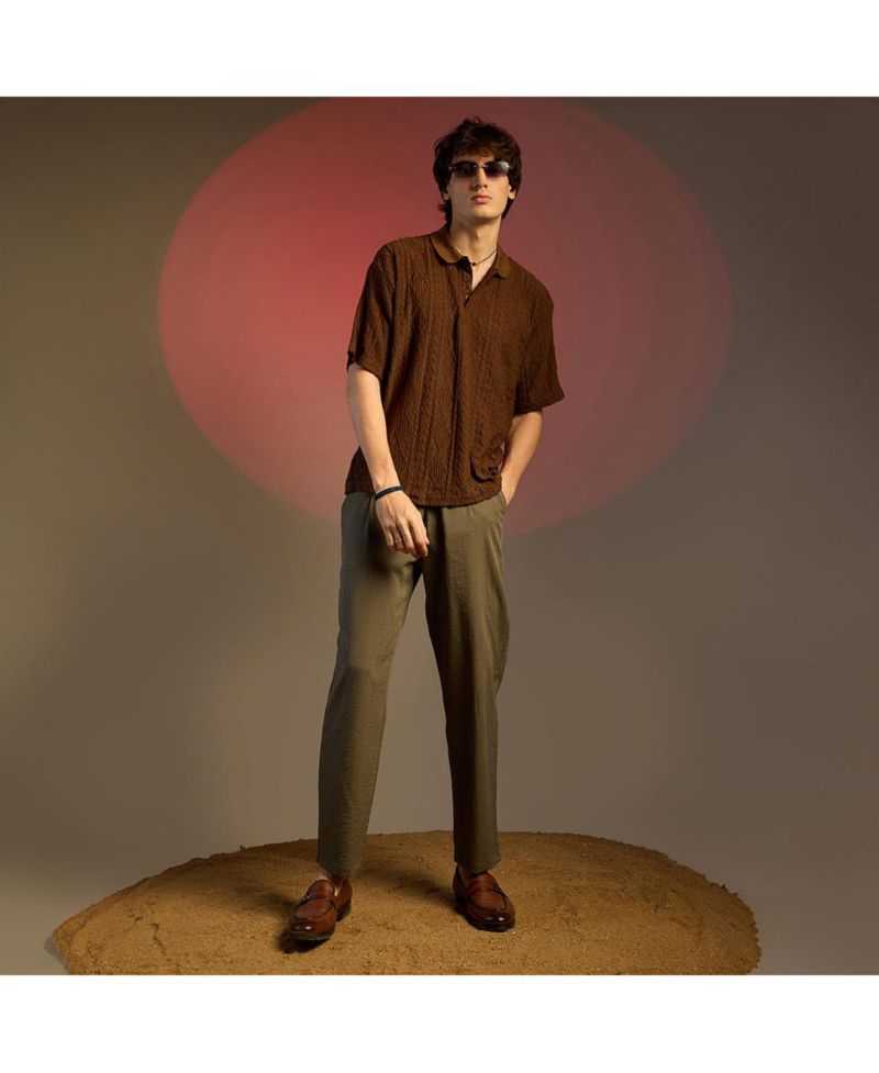 Men's Chocolate Brown Argyle Oversized T-Shirt