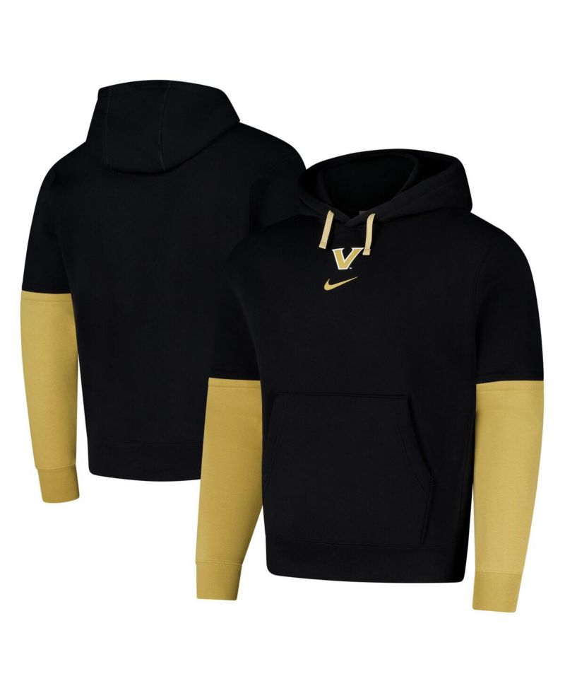 Men's Black Vanderbilt Commodores 2024 Sideline Club Fleece Pullover Hoodie