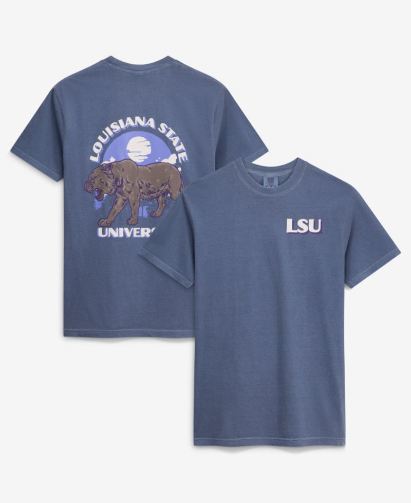 Men's Navy LSU Tigers Comfort Colors Team Statue T-Shirt