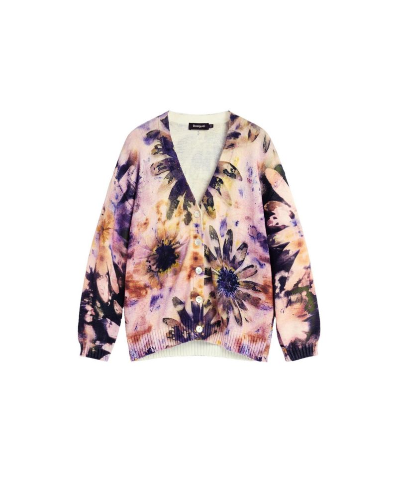 Women's Floral-Print V-Neck Cardigan
