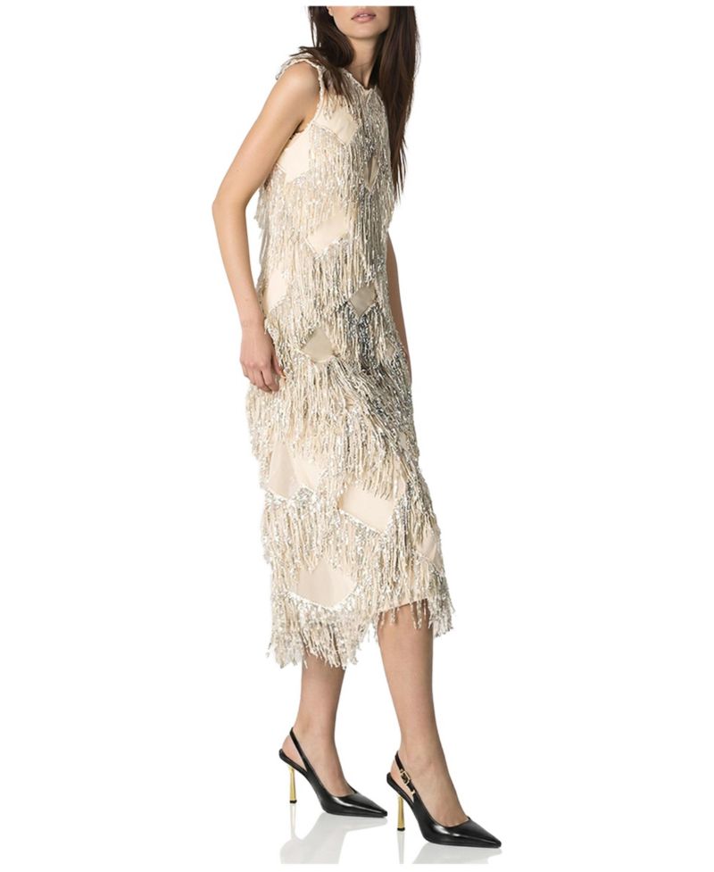 Women's Deco Shimmer Fringe Midi Dress