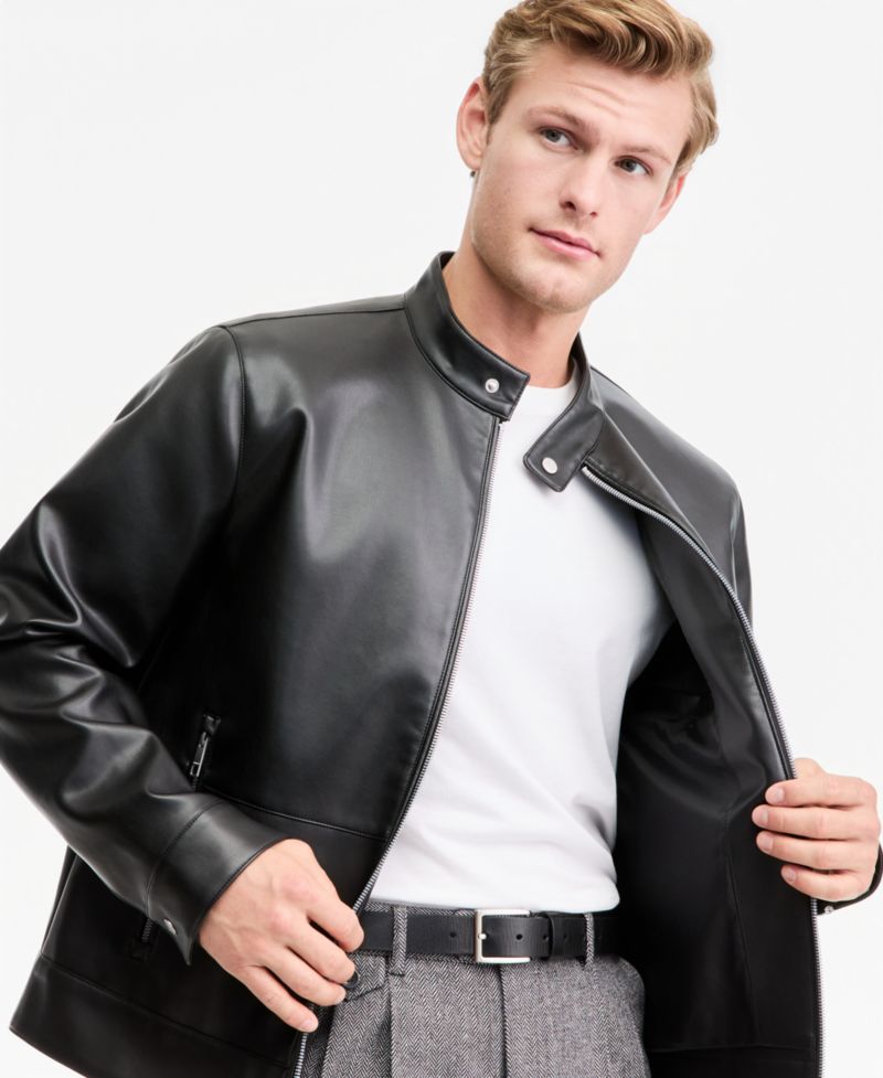 Men's Faux Leather Moto Jacket