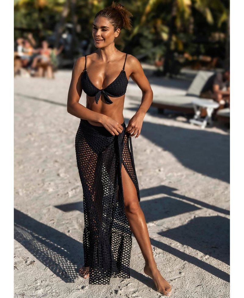 Women's Honeycomb Lattice Wrap Maxi Skirt Cover-up