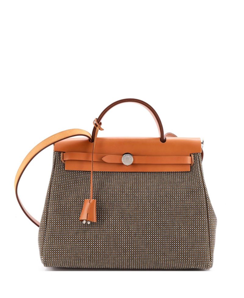 Pre-Owned Hermes 31 Herbag Zip Criss Viking Toile and Leather