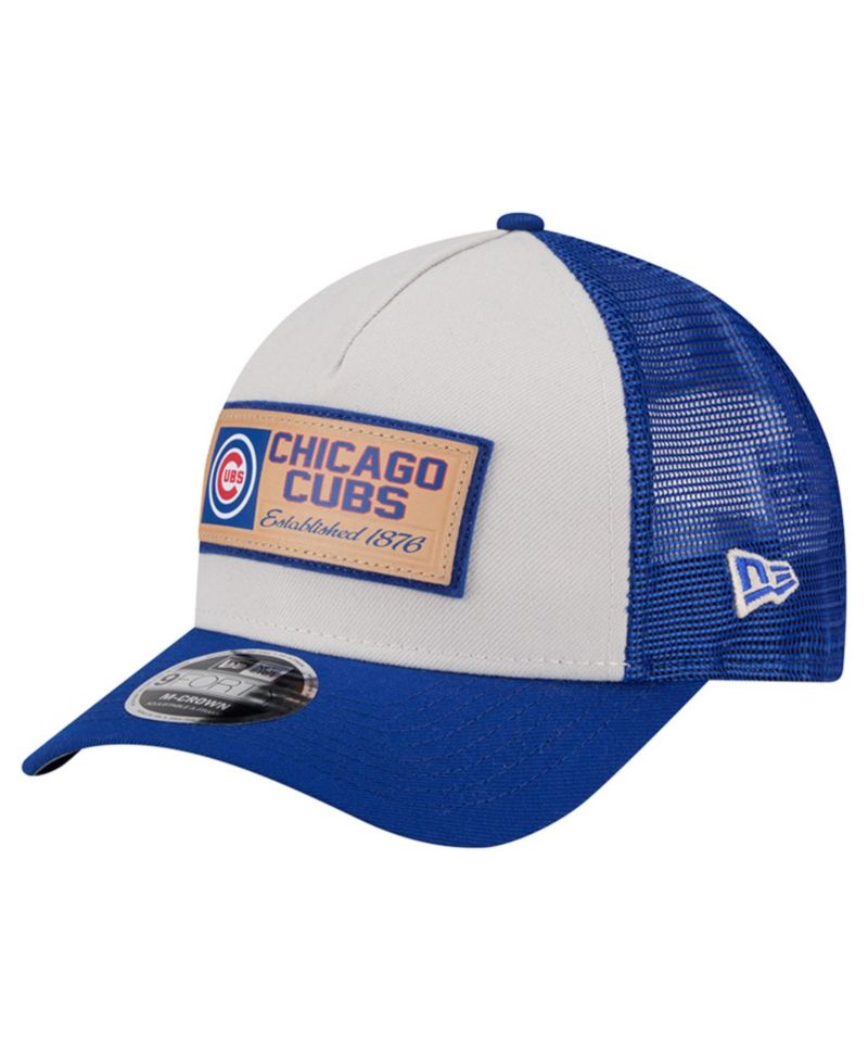 Men's Stone/Royal Chicago Cubs Text A-Frame Trucker 9FORTY Hat