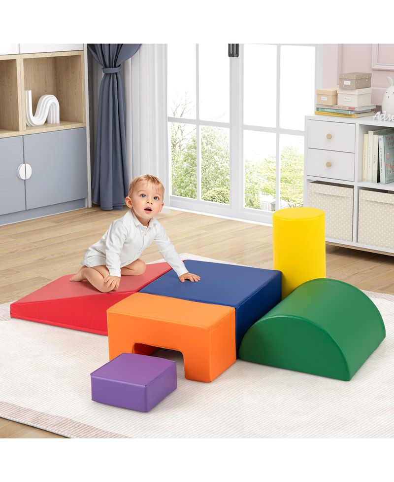 6-Piece Foam Climbing Blocks Playset for Toddlers Indoor Activity