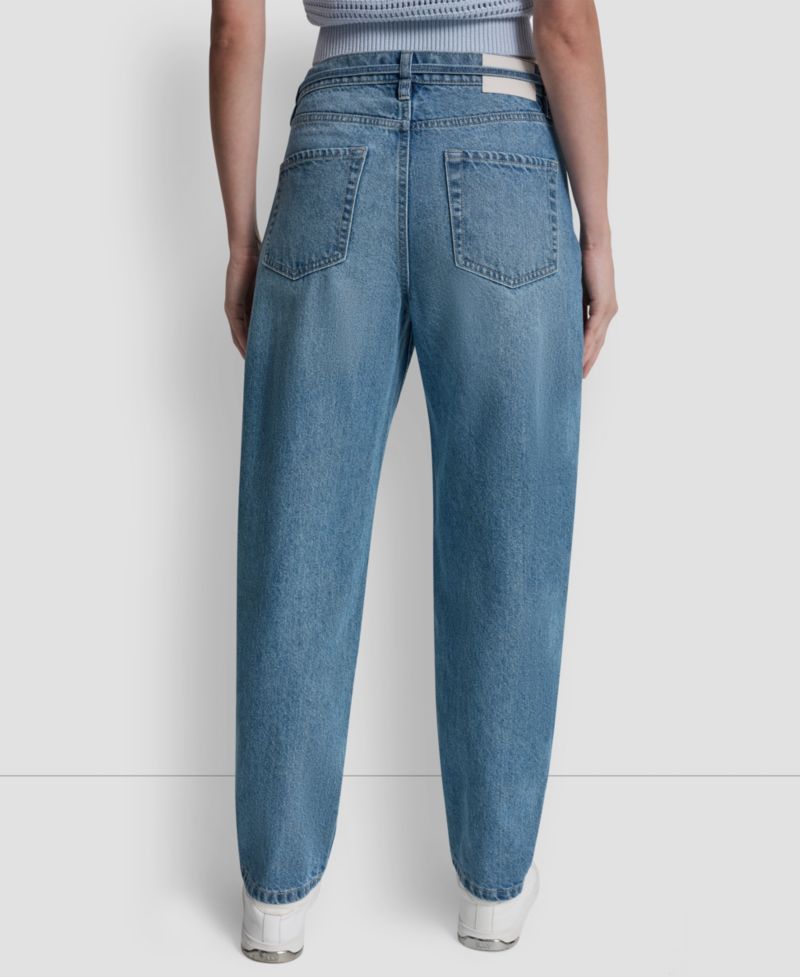 Women's Mid-Rise Forward Seamed Barrel Jeans With Self-Belt