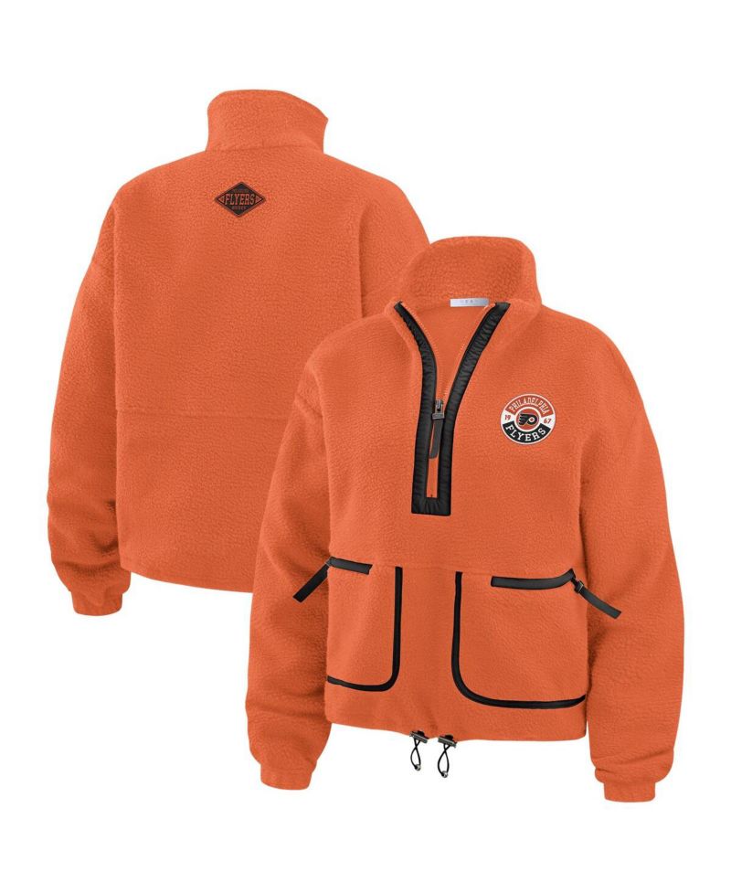 Women's Orange Philadelphia Flyers Polar Fleece Half-Zip Jacket