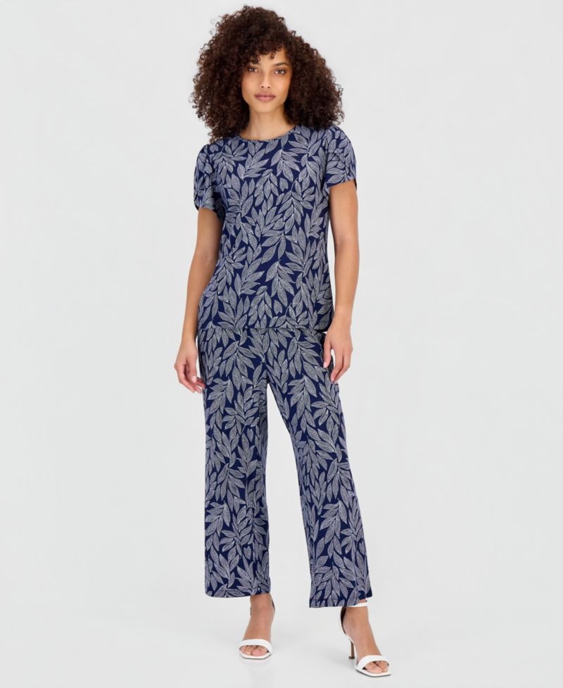 Petite Printed Tulip-Sleeve Top