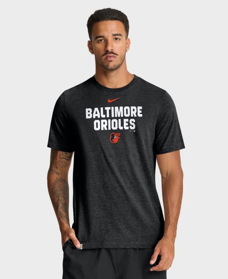 Men's Heather Black Baltimore Orioles Stacked Tri-Blend T-Shirt