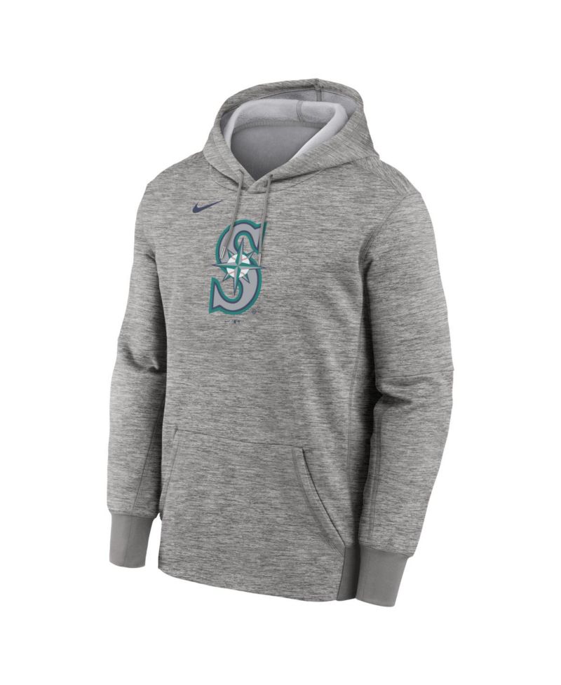 Men's Heather Gray Seattle Mariners Primary Logo Therma Hoodie