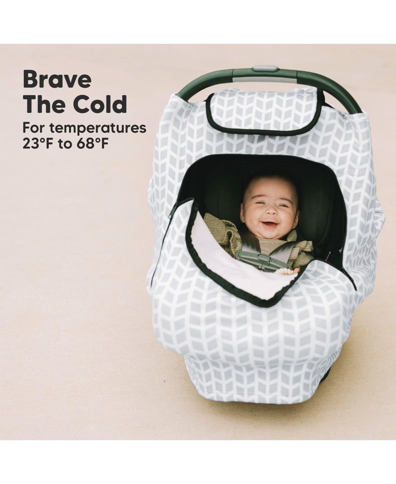 Warmzy Baby Car Seat Cover, Universal Stretch Fit Infant Carseat Covers for Babies, Winter Carseat Canopy