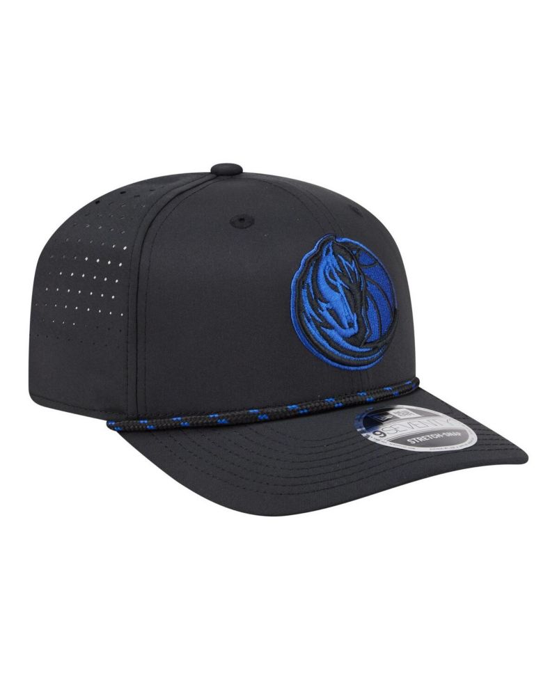 Men's Black Dallas Mavericks Sport Rope Vented Stretch-Snap 9SEVENTY Hat