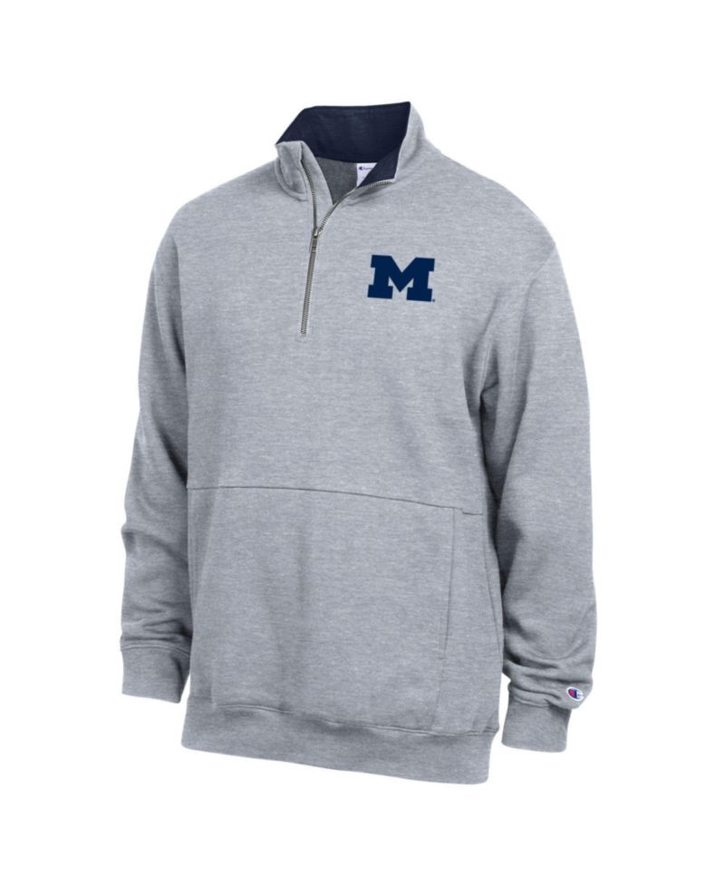 Men's Heather Gray Michigan Wolverines Fleece Quarter-Zip Pullover