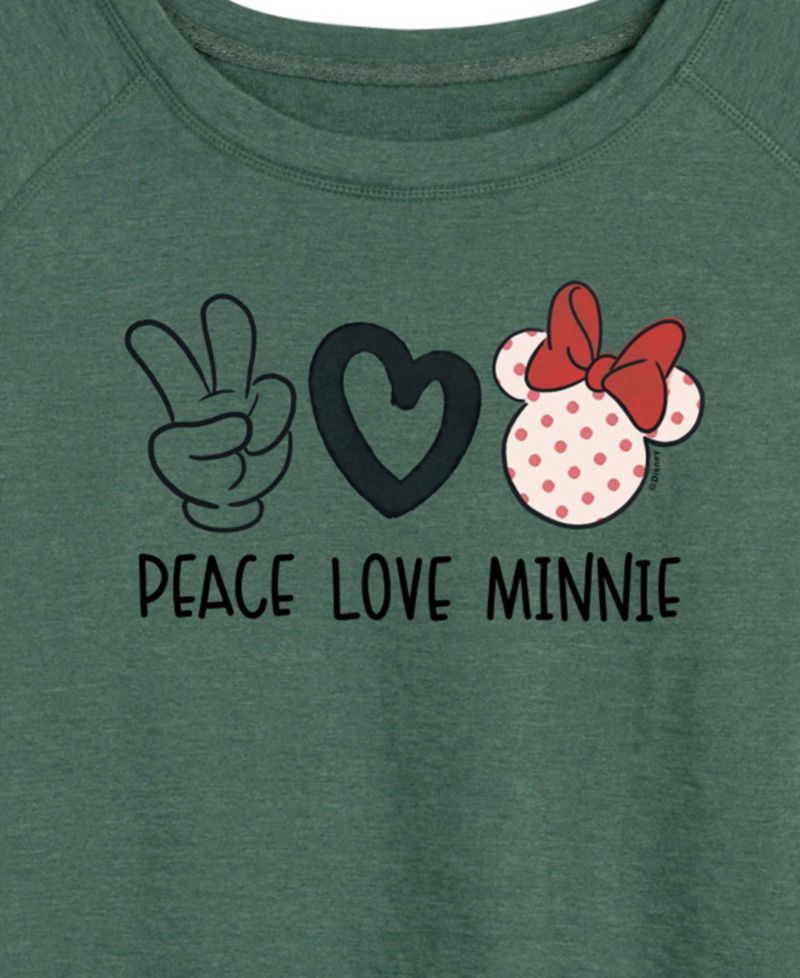 Women's Peace Love Minnie Women's French Terry Long-Sleeve T-Shirt