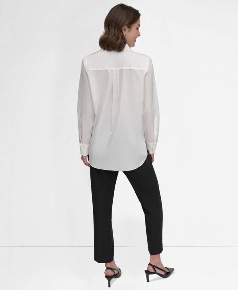 Petite Button-Front Blouse