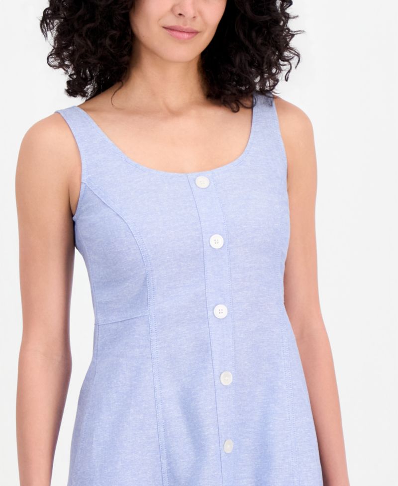 Petite Button Detail Sleeveless Tank Dress