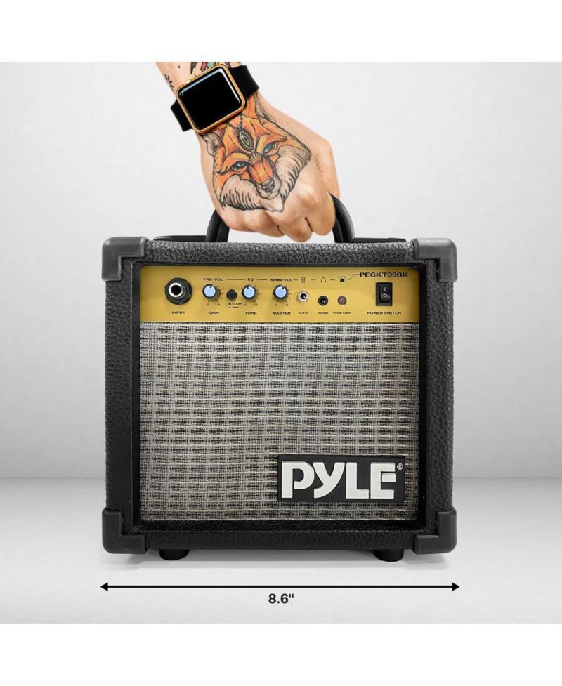 10W Portable Mini Electric Guitar Amp, Practice Amplifier with 5" Speaker, Gain & Distortion Controls, Headphone Output, Carry Handle