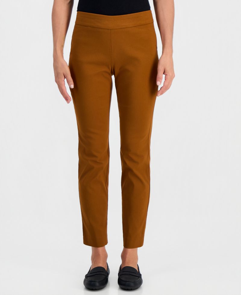 Petite Tummy-Control Cambridge Stretch Slim-Leg Pants
