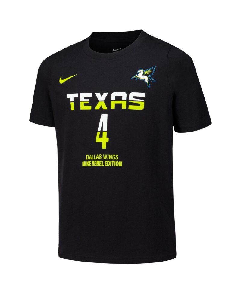 Big Boys and Girls Jacy Sheldon Black Dallas Wings Draft Rebel Edition Name & Number T-Shirt
