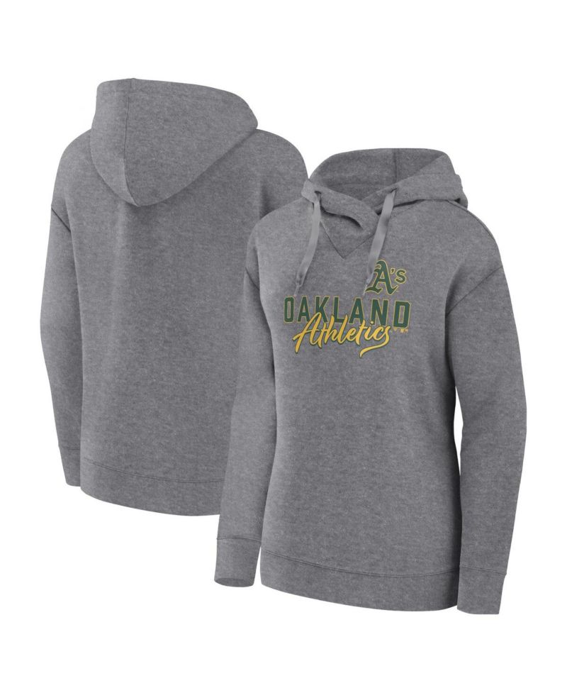 Women's Heather Gray Oakland Athletics Script Favorite Pullover Hoodie