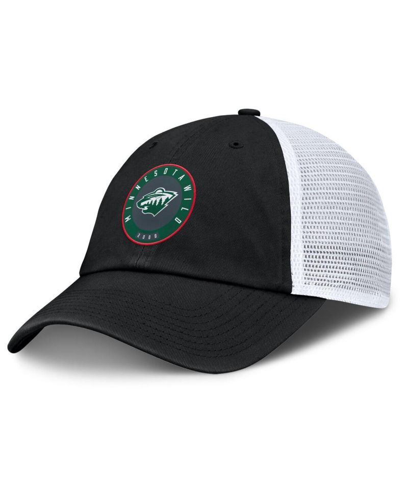 Men's Black/White Minnesota Wild Averie Trucker Adjustable Hat