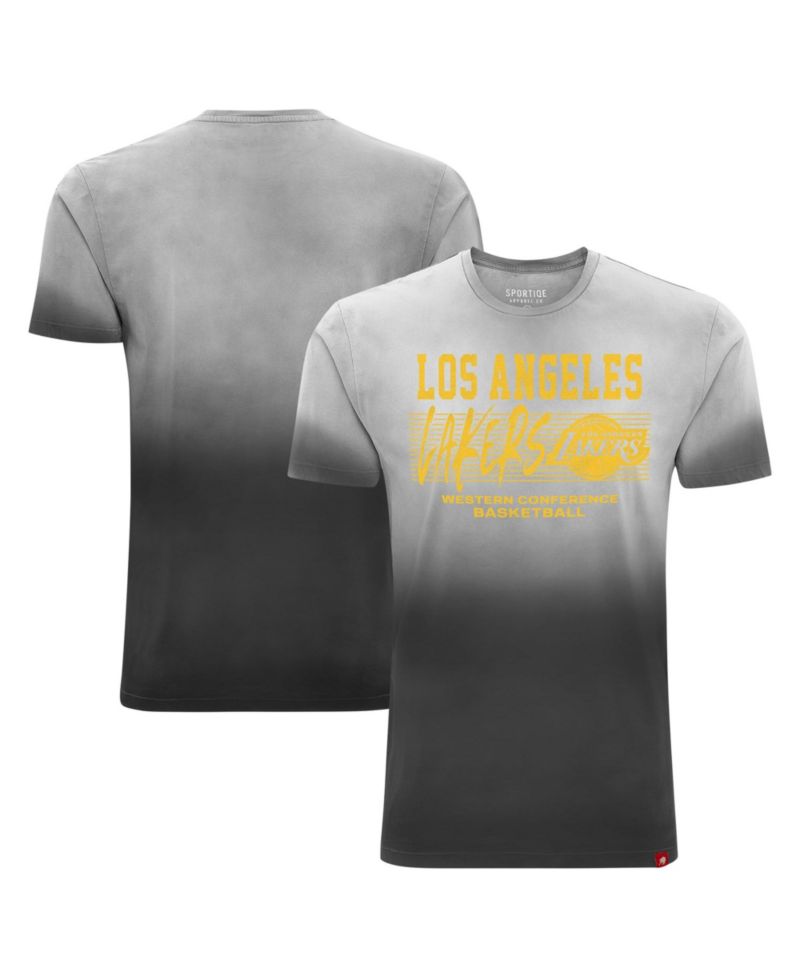 Men's and Women's Black Los Angeles Lakers Bingham Sun-Fade T-Shirt