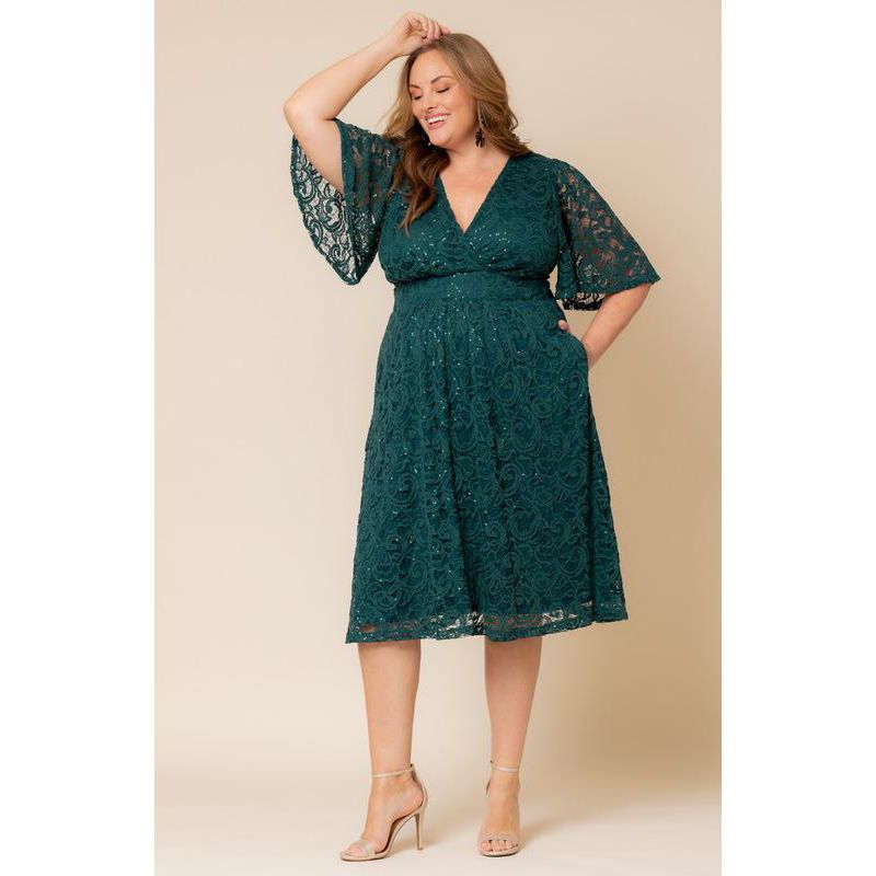 Plus Size Starry Sequin Lace Cocktail Dress